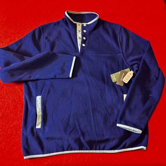 Blue half-button polar fleece pullover sweater NWT - Picture 3 of 12